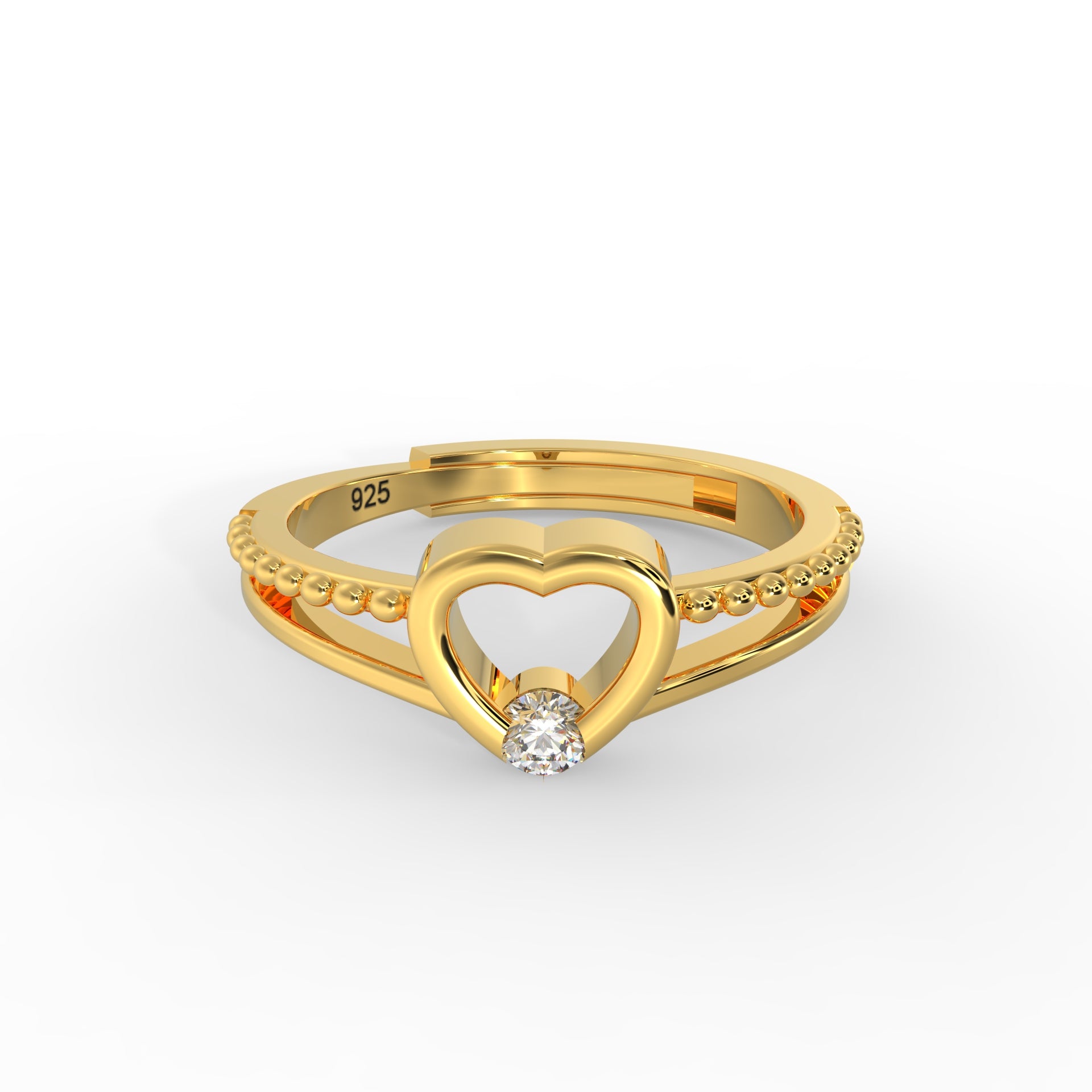 Romantic Heart Solitaire Ring – Sparkling Elegance in 925 Hallmarked Silve by Kesardeep